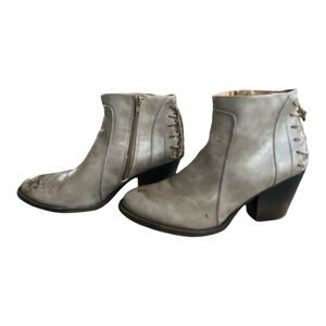 Taupe Distressed Faux Leather Ankle Booties Size 10